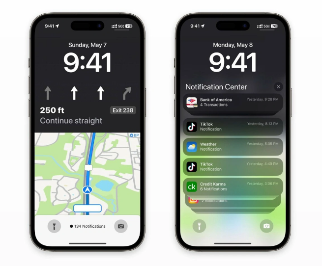 宜春苹果维修服务分享iOS17锁屏地图导航半屏显示长什么样 